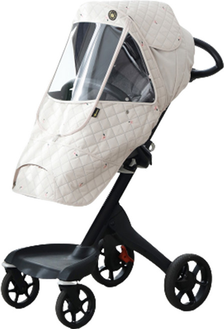 맘네스트 디럭스 자수 방한 유모차 커버 S타입, 베이지 크로버, 1개