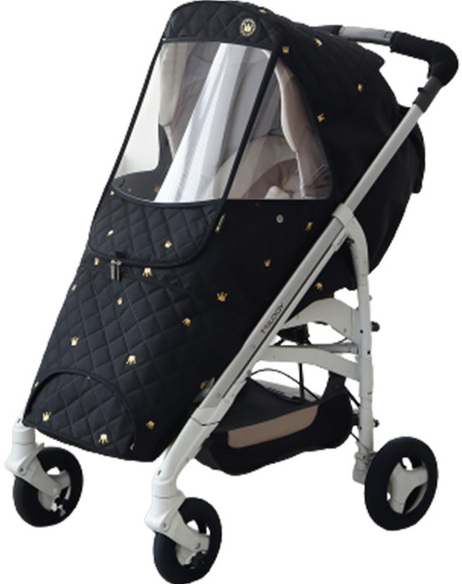 맘네스트 절충형 자수 방한 유모차 커버 M타입, 블랙 크라운, 1개