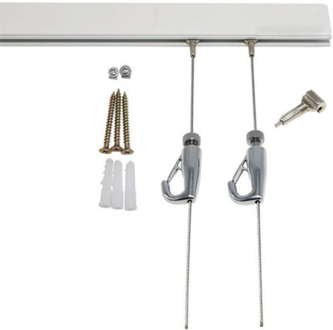 알씨상점 이동식 그림전시 와이어 액자걸이 1m 트랙 + 0.5m로프 + 후크 2p SET, 혼합색상, 1세트