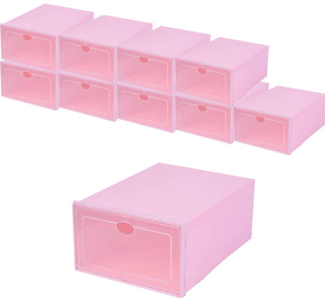 아바드 조립식 수납 신발 소형 정리함, 10개, 핑크