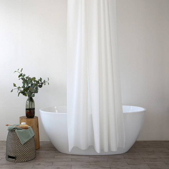 원세븐나인 라이너 샤워 커튼 + 봉 + 고리 12p 올인원 세트, 화이트, 1세트, 화이트계열