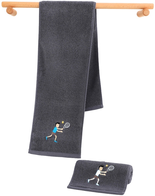 디모어 자수 스포츠 타월 110 x 21 cm, 그레이, 2개