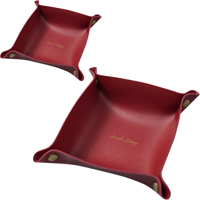 에이프릴16 베이직 레더 트레이 2종 세트, 버건디