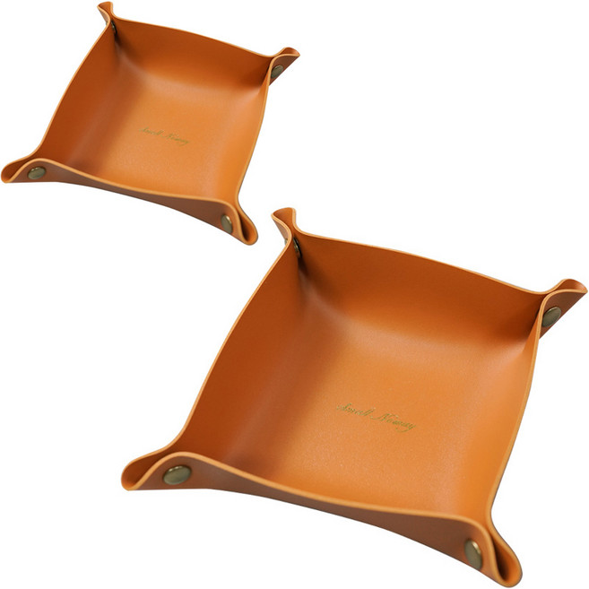 에이프릴16 베이직 레더 트레이 2종 세트, 오렌지