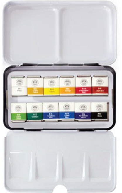 문교 갤러리 고체형 수채물감 MWPH-12, 12색