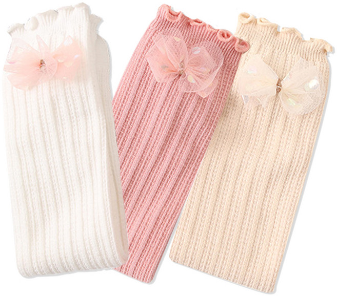 아이뿜 여아용 플라워 리본 니삭스 3종 세트 B90