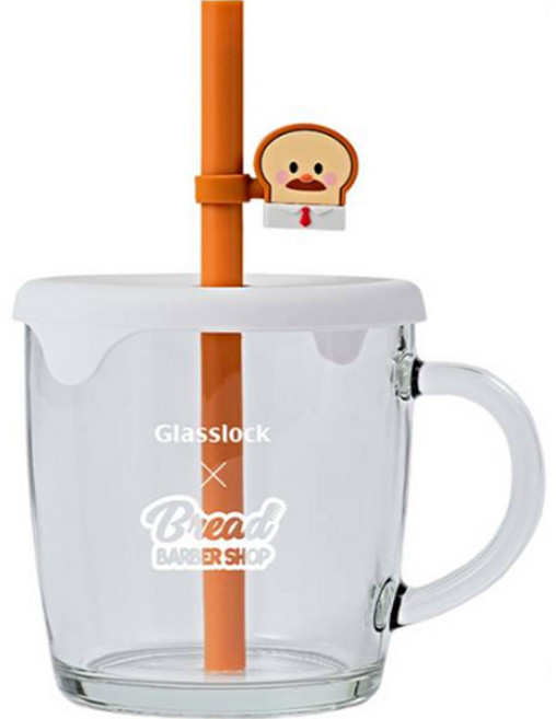 Glasslock 格拉氏洛克 麵包理髮廳 吸管蓋馬克杯 360ml, 1個, 透明