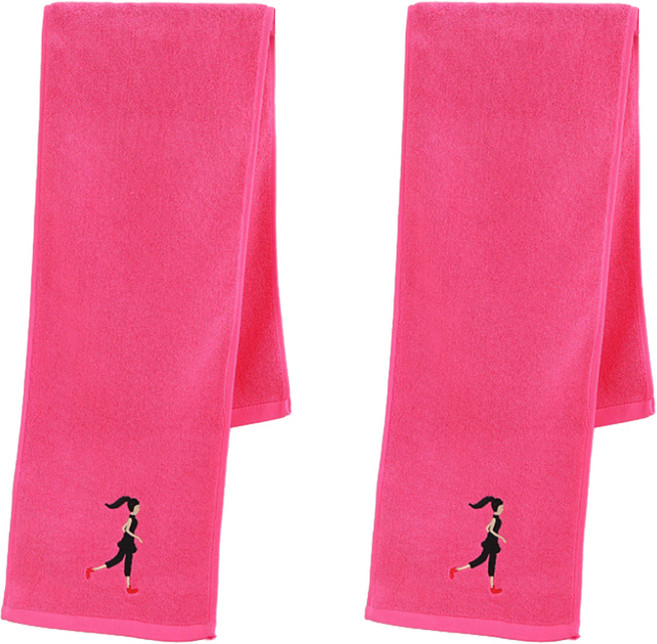 디모어 자수 스포츠 타월 110 x 21 cm, 핑크, 2개