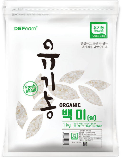대구농산 유기농 백미, 상등급, 1kg, 1개