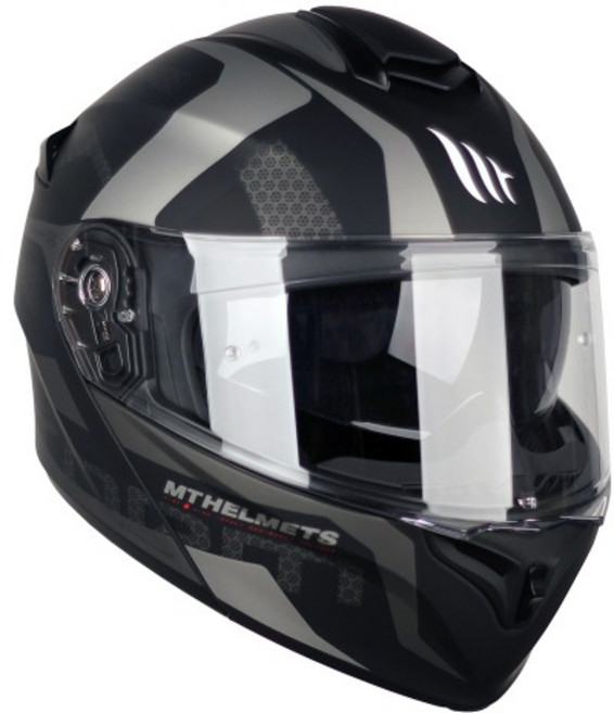 엠티헬멧 핀락 필름 포함 STORM SV 오토바이 헬멧, 블랙 그레이