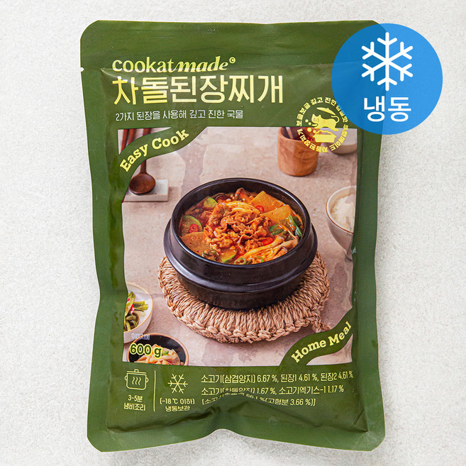 쿠캣 차돌 된장찌개 (냉동), 1개, 600g