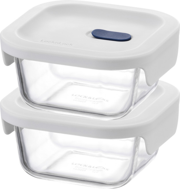 락앤락 탑클라스 실리콘 뚜껑 정사각 유리 밀폐용기 300ml, 2개