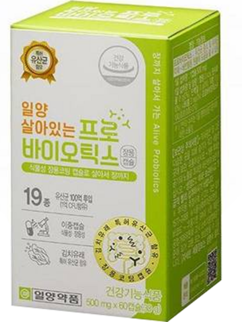 일양약품 살아있는 프로바이오틱스 장용캡슐 30g, 1개, 60정