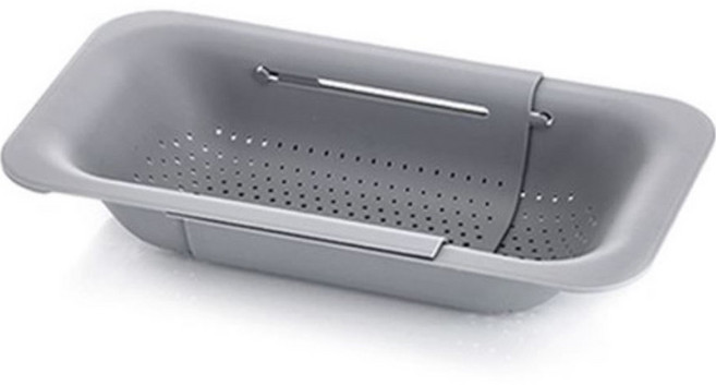 주앤지 길이조절 슬라이딩 식기건조대 물빠짐 싱크대선반 1단, 그레이