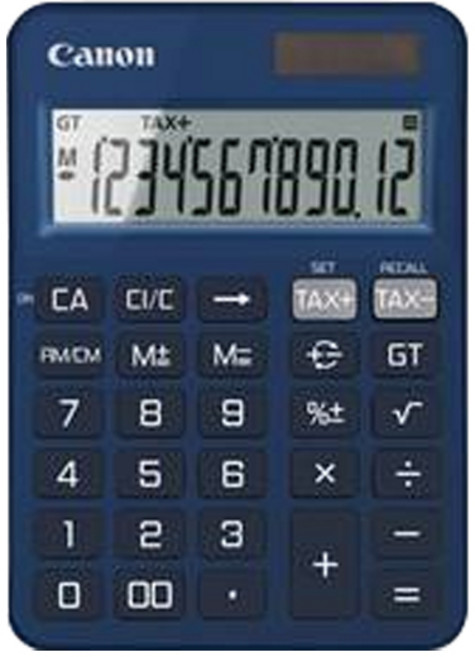Canon 佳能 寬螢幕 12位數 TAX計算 Double Zero Key 一般用計算機 KS-125T, 1個, 藍色