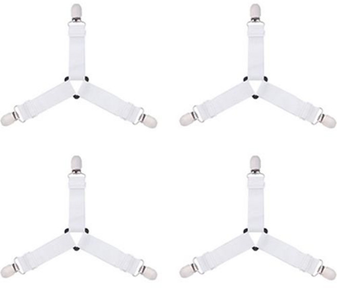 침대 시트 밀림방지 멜빵 고정 집게핀 4p, 화이트, 1개