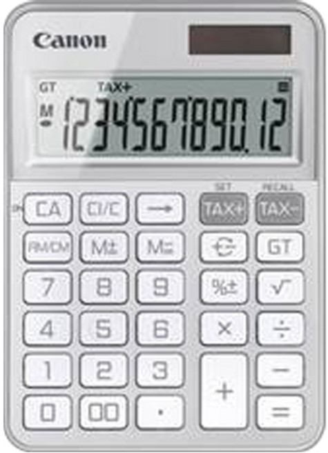 Canon 佳能 寬螢幕 12位數 TAX計算 Double Zero Key 一般用計算機 KS-125T, 1個, 銀色
