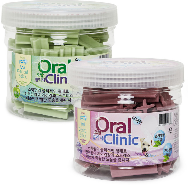 강아지 오랄클리닉 덴탈껌 세트, 청사과 + 블루베리, 300g, 1세트