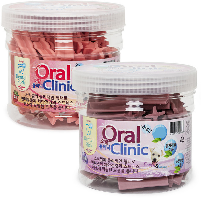 강아지 오랄클리닉 덴탈껌 세트, 딸기 + 블루베리, 300g, 2개