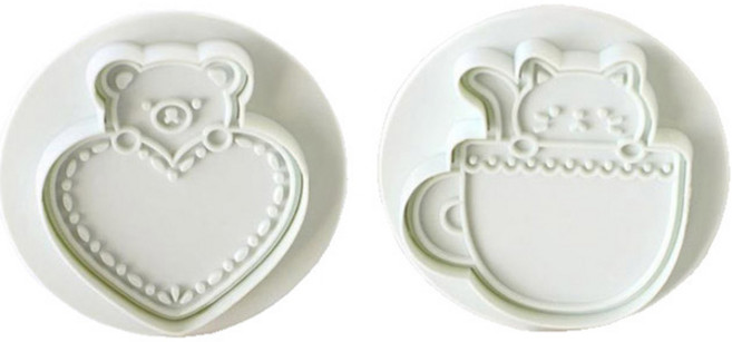 이홈베이킹 쿠키커터 커피잔 고양이 + 하트 곰 세트, 1세트