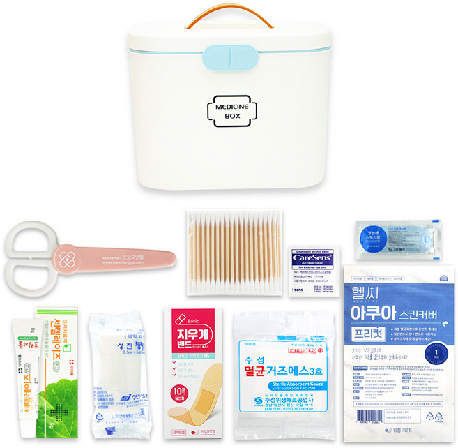 반창고닷컴 헬씨메디슨 구급함 A타입 9종 세트 화이트, 1세트