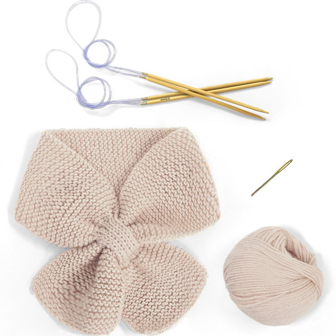 멜로우 스퀘어 네키 목도리 니팅 키트, 쿨베이지, 1세트