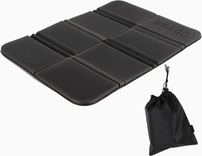 WWAGO 인포켓 사이즈 멀티 휴대용방석 + 파우치 세트, 블랙