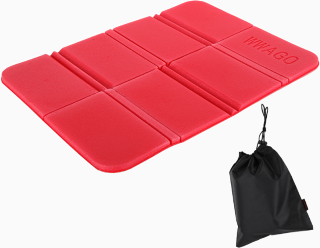 WWAGO 인포켓 사이즈 멀티 휴대용방석 + 파우치 세트, 레드