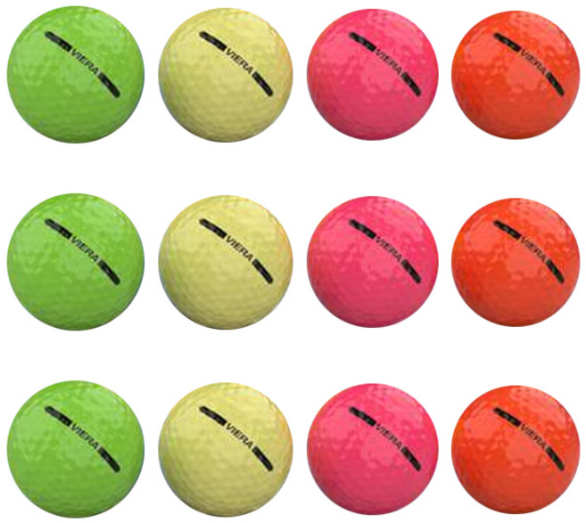 볼빅 VIERA 골프공 2피스 4종 x 3p 세트, 핑크, 옐로우, 라임, 오렌지, 1세트, 4개입
