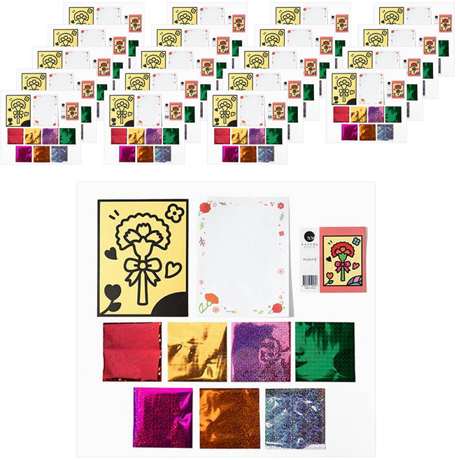 민화샵 포일아트 카네이션 만들기 세트 FDPPP0230, 20세트, 혼합색상