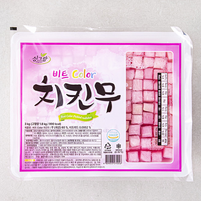 싱그람 비트 컬러 치킨무, 1개, 3kg