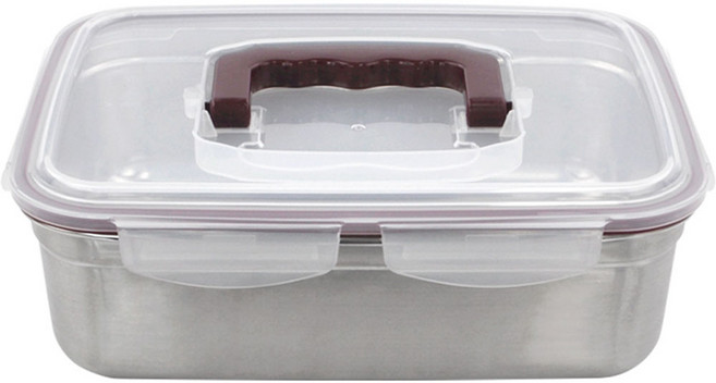 키친유 스테인레스 핸디 직사각 김치통, 4L, 1개