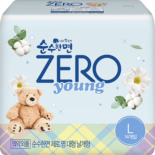 순수한면 제로 영 생리대 날개형, 대형, 14개입, 1개