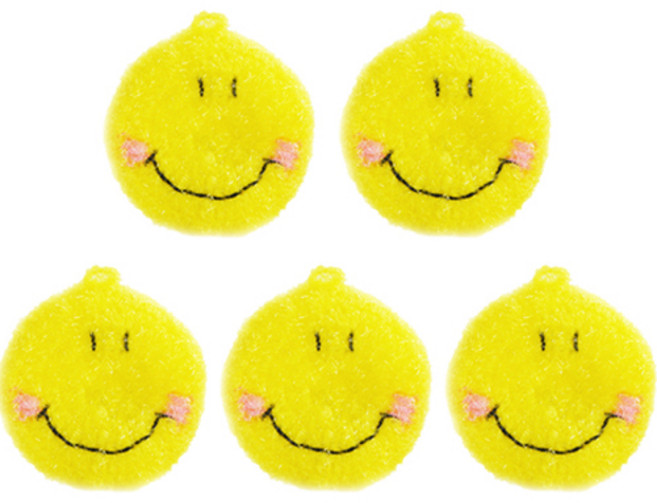 젊은이마켓 스마일 아크릴 수세미, 1개입, 5개