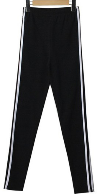 시크블랙 여성용 루아렌 밴딩 두줄 스트라이프 레깅스 cplg313k31