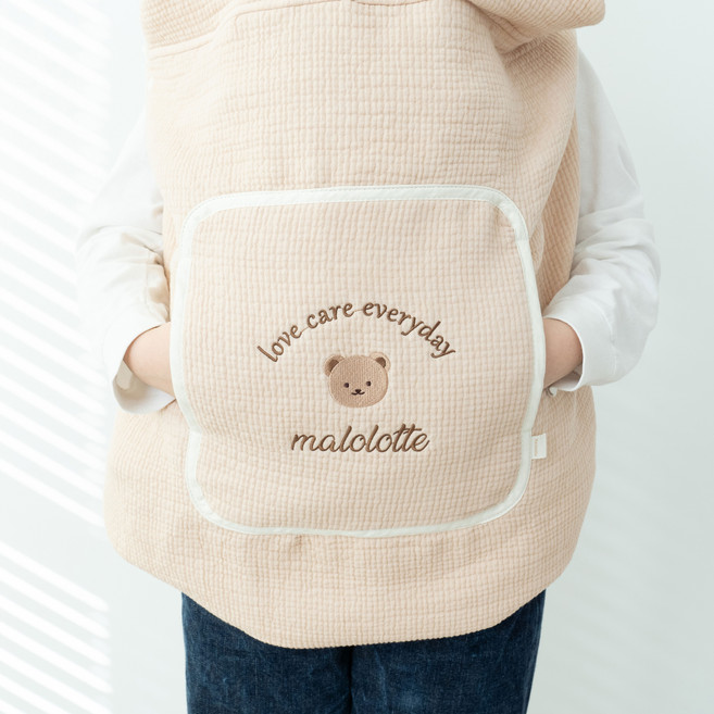 마롤로뜨 간절기 3중 거즈 아기띠워머, 베이지베베