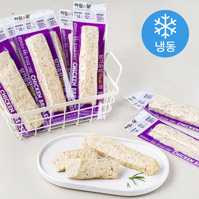 하림 리얼바 블랙페퍼 닭가슴살 (냉동), 80g, 10개