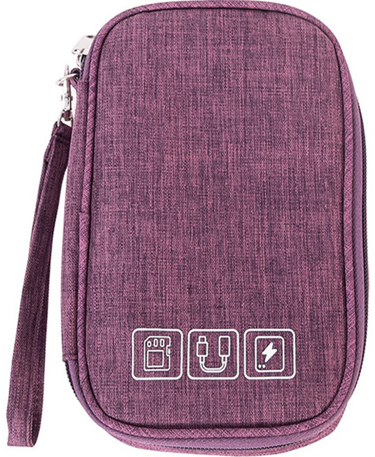 다해유 이어폰 보조배터리보관 보조가방, 자주색, 1개