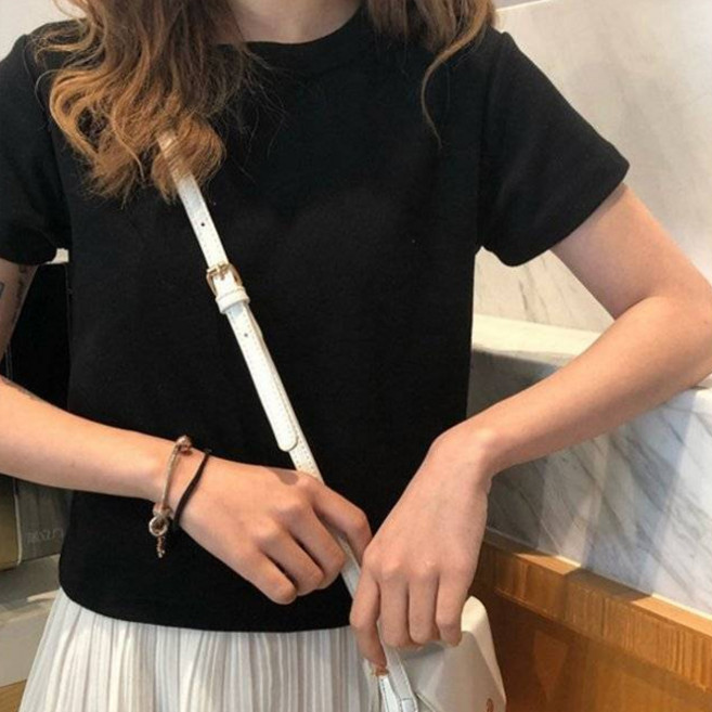 몬드스팟 여성용 라운드넥 컬러 크롭 반팔티 JN502