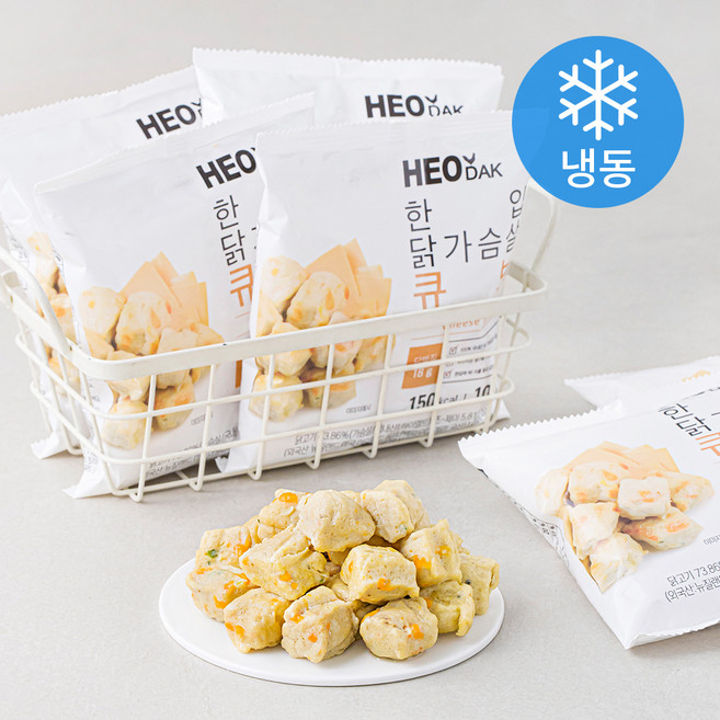 허닭 한입 닭가슴살 큐브 치즈 (냉동), 100g, 6팩