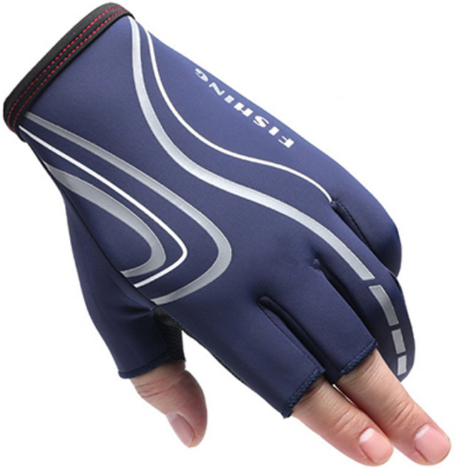 오티온 사계절 미끄럼방지 손가락 노출 낚시장갑 양손착용, 블루842, 1개