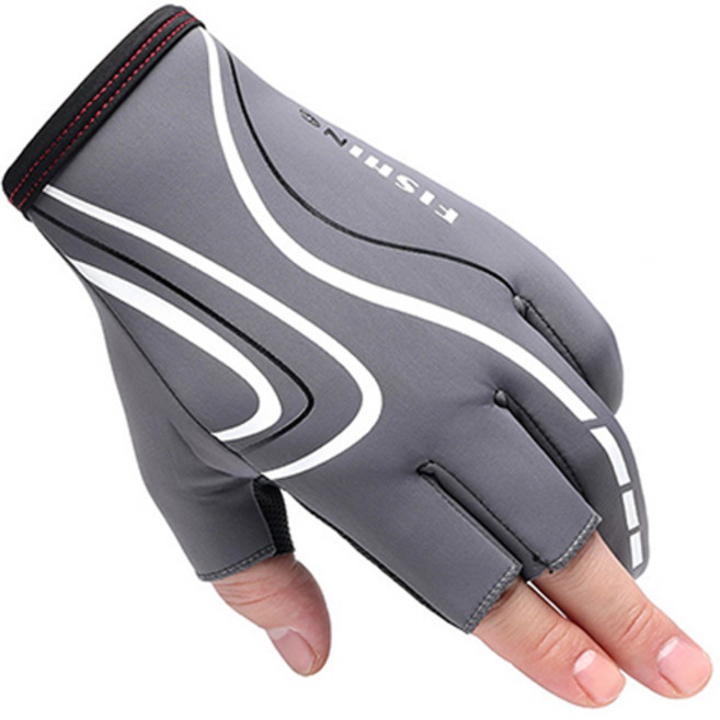 오티온 사계절 미끄럼방지 손가락 노출 낚시장갑 양손착용, 그레이842, 1개