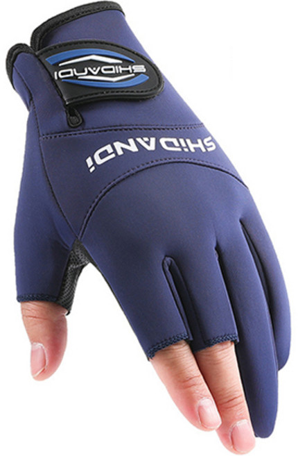 오티온 사계절 미끄럼방지 손가락 노출 낚시장갑 양손착용, 블루852, 1개