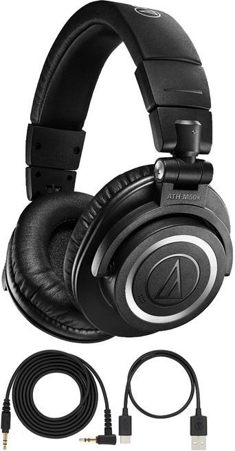 오디오테크니카 무선 블루투스 모니터링 헤드폰, 블랙, ATH-M50xBT2