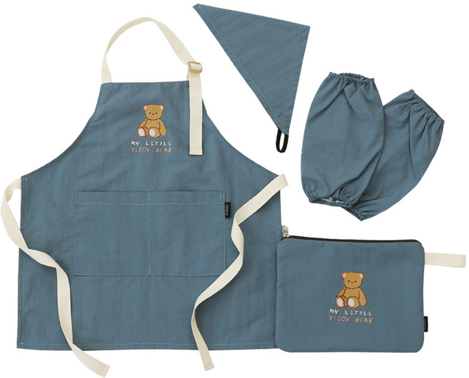 세맘스 아동용 리틀테디 방수 앞치마 + 두건 + 토시 + 파우치 세트 006