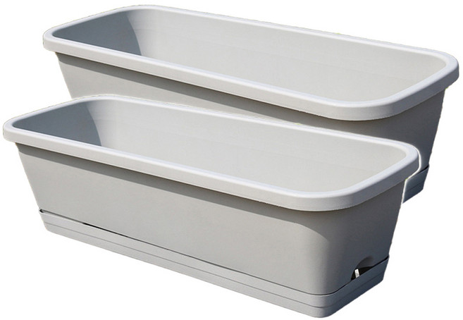 오늘의공감 고급 사각 플라스틱 슬릿 화분, 그레이, 2개