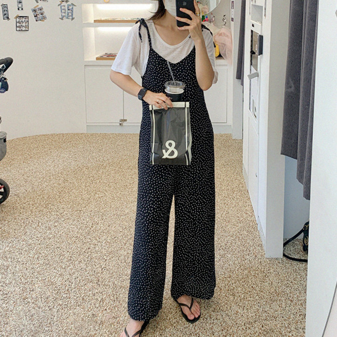 메이첼 땡땡이 뷔스티에 점프수트 01977