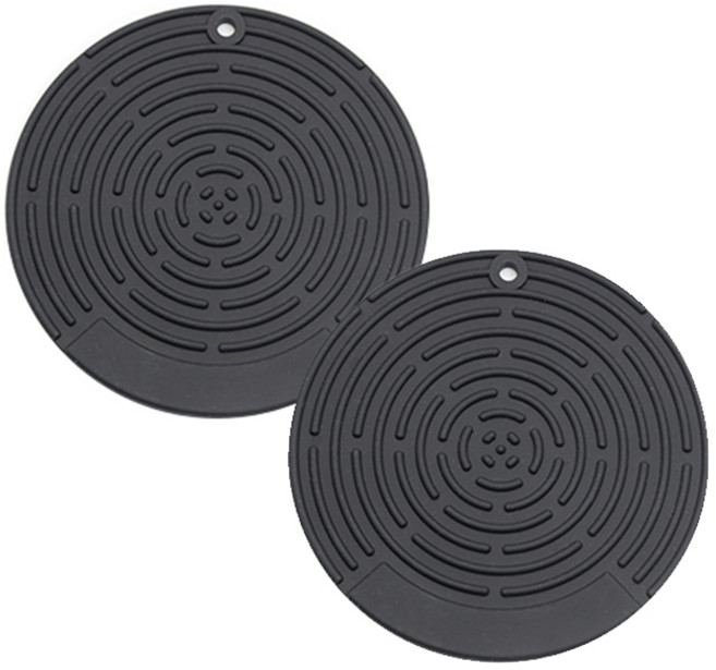 실리콘스토리 플래티넘 실리콘 원형 냄비 받침, 블랙, 2개