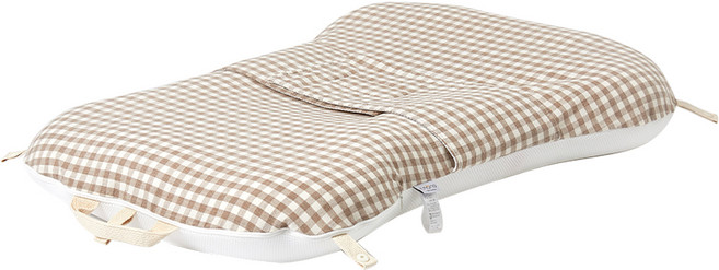 이몽 유아용 뒤집기 방지 듀얼 휴대용 커버 분리형 체크 패턴 침대, 체크패턴 베이지