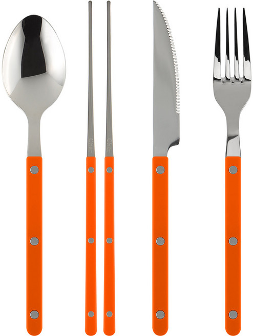 메종오브제 파르베 1인 4종 세트, 오렌지, 디너 스푼 + 젓가락 + 디너 포크 + 디너 나이프, 1개